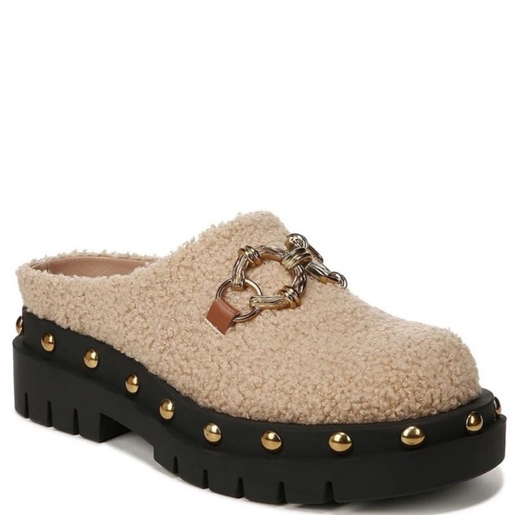 NWT Circus NY by Sam Edelman Annie Sherpa Chain Bit Platform Clogs Sz 7,5 - Picture 2 of 5